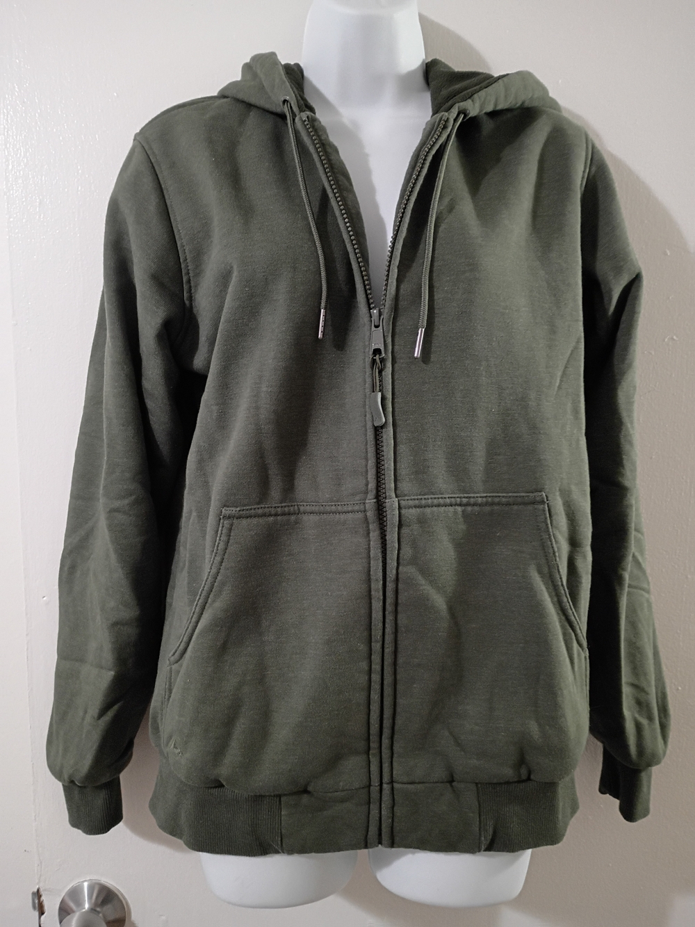 Men's Olive Full-Zip Hooded Windbreaker Jacket
